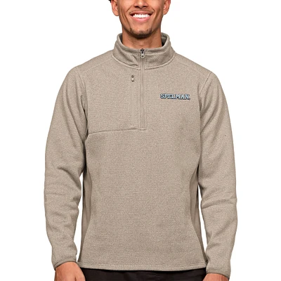 Men's Antigua Oatmeal Spelman College Jaguars Course Quarter-Zip Pullover Top