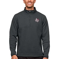 Men's Antigua Heather Charcoal Texas Southern Tigers Course Quarter-Zip Pullover Top