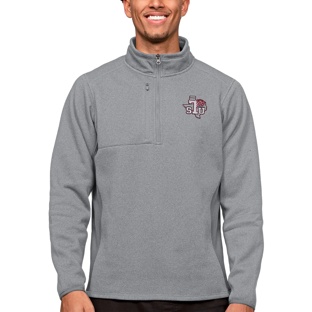 Men's Antigua Heather Texas Southern Tigers Course Quarter-Zip Pullover Top