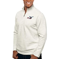 Men's Antigua Oatmeal Delaware State Hornets Gambit Quarter-Zip Pullover Top