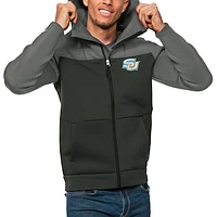 Men's Antigua Steel/Charcoal Southern University Jaguars Protect Full-Zip Hoodie