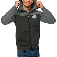 Men's Antigua Steel/Charcoal Southern University Jaguars Protect Full-Zip Hoodie