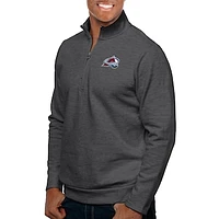 Men's Antigua Charcoal Colorado Avalanche Gambit Quarter-Zip Pullover Top