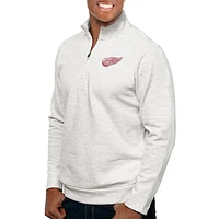 Men's Antigua Heather Detroit Red Wings Gambit Quarter-Zip Pullover Top