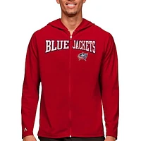 Men's Antigua Red Columbus Blue Jackets Legacy Full-Zip Hoodie