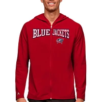 Men's Antigua Red Columbus Blue Jackets Legacy Full-Zip Hoodie