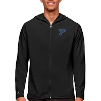 Men's Antigua Black St. Louis Blues Logo Legacy Full-Zip Hoodie