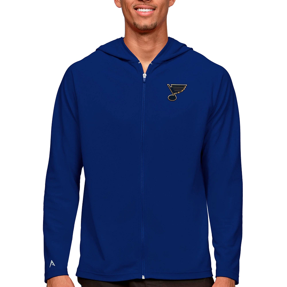 Men's Antigua Royal St. Louis Blues Logo Legacy Full-Zip Hoodie