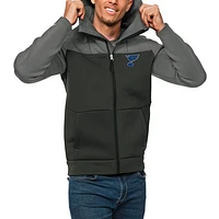 Men's Antigua Steel/Charcoal St. Louis Blues Protect Full-Zip Hoodie