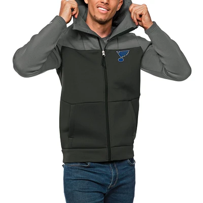 Men's Antigua Steel/Charcoal St. Louis Blues Protect Full-Zip Hoodie