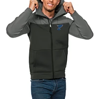 Men's Antigua Steel/Charcoal St. Louis Blues Protect Full-Zip Hoodie