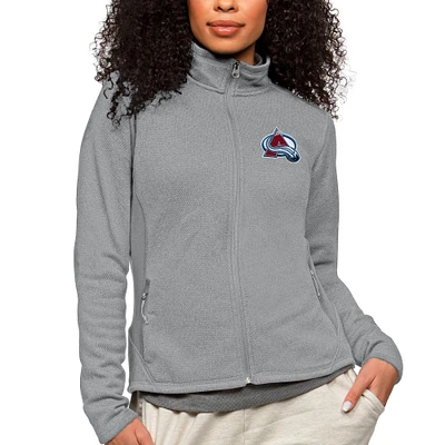 Women's Antigua Heather Colorado Avalanche Primary Logo Course Full-Zip Jacket
