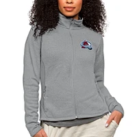 Women's Antigua Heather Colorado Avalanche Primary Logo Course Full-Zip Jacket