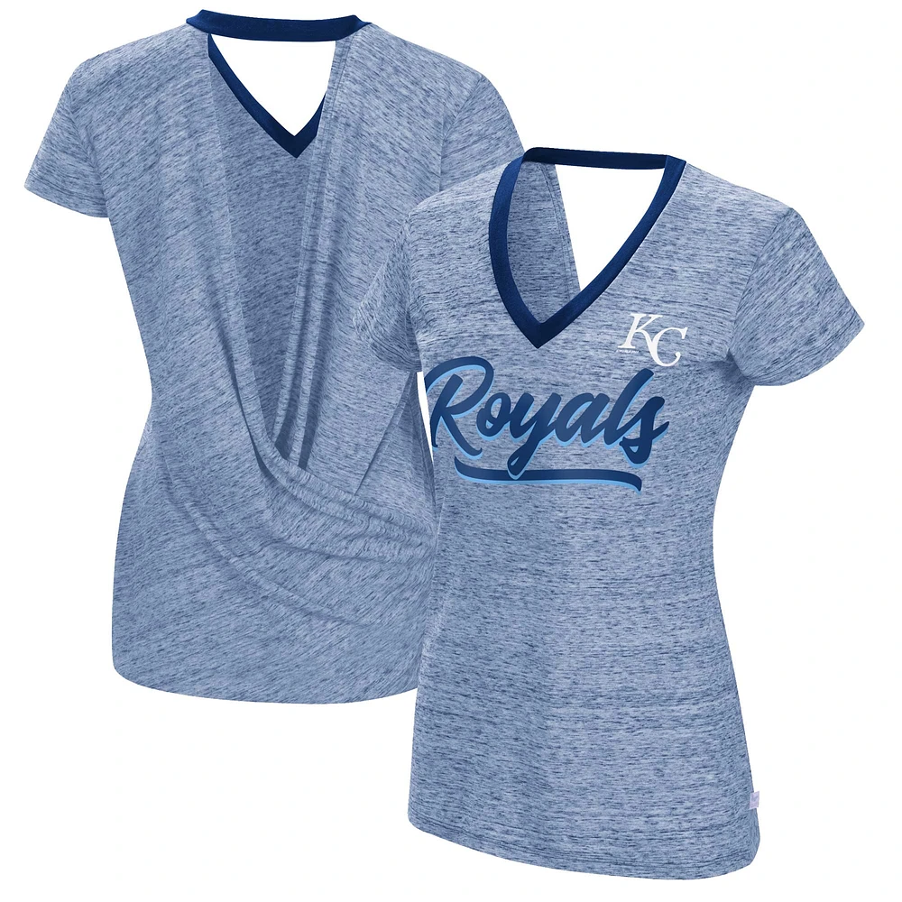 Women's Touch Royal Kansas City Royals Halftime Back Wrap Top V-Neck T-Shirt