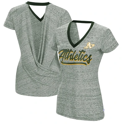 Women's Touch Green Oakland Athletics Halftime Back Wrap Top V-Neck T-Shirt