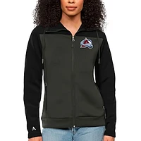 Women's Antigua Black/Charcoal Colorado Avalanche Protect Full-Zip Hoodie