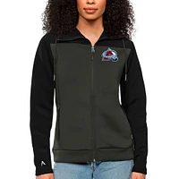 Women's Antigua Black/Charcoal Colorado Avalanche Protect Full-Zip Hoodie