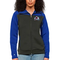 Women's Antigua Royal/Charcoal Colorado Avalanche Protect Full-Zip Hoodie
