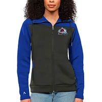 Women's Antigua Royal/Charcoal Colorado Avalanche Protect Full-Zip Hoodie