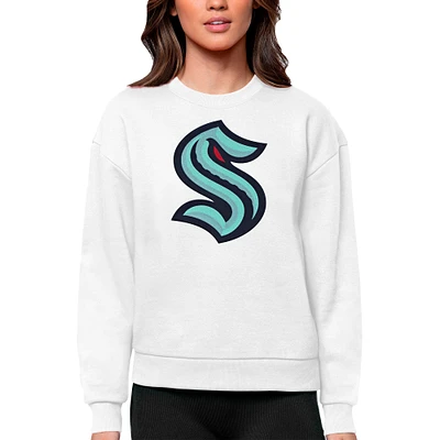Women's Antigua Seattle Kraken Primary Logo Team Victory Crewneck Pullover Sweatshirt