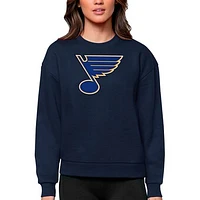 Women's Antigua Navy St. Louis Blues Primary Logo Team Logo Victory Crewneck Pullover Sweatshirt