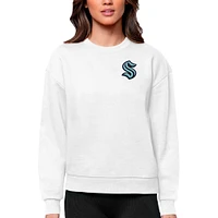 Women's Antigua White Seattle Kraken Primary Logo Victory Crewneck Pullover Sweatshirt