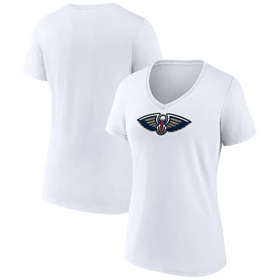 Women's White New Orleans Pelicans Logo V-Neck T-Shirt