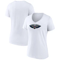 Women's White New Orleans Pelicans Logo V-Neck T-Shirt
