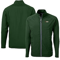 Men's Cutter & Buck Green Florida A&M Rattlers Adapt Eco Knit Hybrid Recycled Full-Zip Jacket