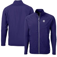 Men's Cutter & Buck Purple Holy Cross Crusaders Adapt Eco Knit Hybrid Recycled Full-Zip Jacket
