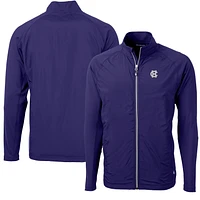 Men's Cutter & Buck Purple Holy Cross Crusaders Adapt Eco Knit Hybrid Recycled Full-Zip Jacket
