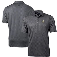 Men's Cutter & Buck Black Appalachian State Mountaineers Pike Banner Print Polo