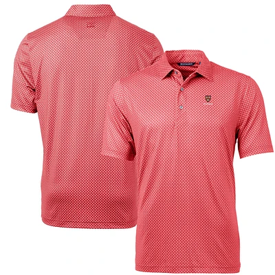 Men's Cutter & Buck Crimson Harvard Pike Banner Print Polo