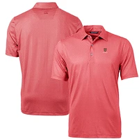 Men's Cutter & Buck Crimson Harvard Pike Banner Print Polo