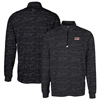 Men's Cutter & Buck Black Louisiana Ragin' Cajuns Traverse Camo Print Stretch Quarter-Zip Pullover Top