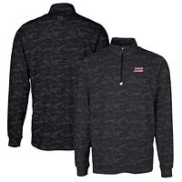 Men's Cutter & Buck Black Louisiana Ragin' Cajuns Traverse Camo Print Stretch Quarter-Zip Pullover Top