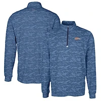 Men's Cutter & Buck Navy Pepperdine Waves Traverse Camo Print Stretch Quarter-Zip Pullover Top