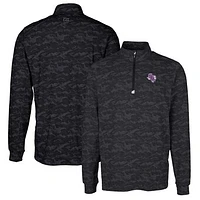 Men's Cutter & Buck Black Stephen F Austin Lumberjacks Traverse Camo Print Stretch Quarter-Zip Pullover Top