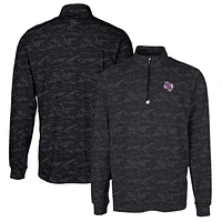 Men's Cutter & Buck Black Stephen F Austin Lumberjacks Traverse Camo Print Stretch Quarter-Zip Pullover Top
