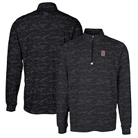 Men's Cutter & Buck Black Stanford Cardinal Traverse Camo Print Stretch Quarter-Zip Pullover Top