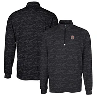 Men's Cutter & Buck Black Stanford Cardinal Traverse Camo Print Stretch Quarter-Zip Pullover Top