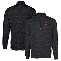 Men's Cutter & Buck Black Tennessee Volunteers Traverse Camo Print Stretch Quarter-Zip Pullover Top