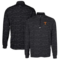 Men's Cutter & Buck Black Tennessee Volunteers Traverse Camo Print Stretch Quarter-Zip Pullover Top