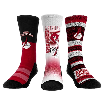 Unisex Rock Em Socks Arizona Cardinals Throwback Three-Pack Crew Sock Set