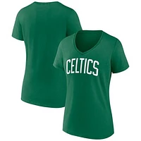 Women's Green Boston Celtics Wordmark V-Neck T-Shirt