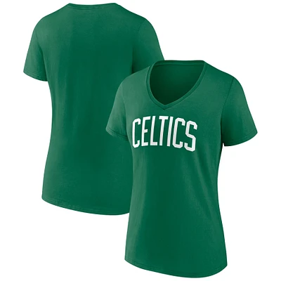 Women's Green Boston Celtics Wordmark V-Neck T-Shirt
