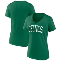 Women's Green Boston Celtics Wordmark V-Neck T-Shirt
