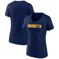 Women's Navy Denver Nuggets Wordmark V-Neck T-Shirt