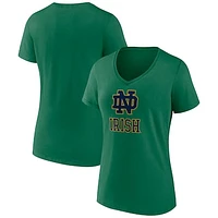 Women's Green Notre Dame Fighting Irish Team Logo V-Neck T-Shirt