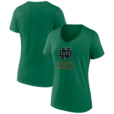 Women's Green Notre Dame Fighting Irish Team Logo V-Neck T-Shirt